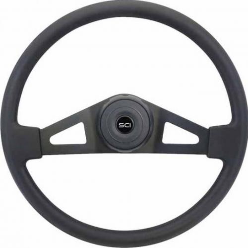 Best Fit 09-1500622 Steering Wheel: 18 Inch Black 2 Spoke Black Poly Steering Wheel With Matching Bezel & Horn Button