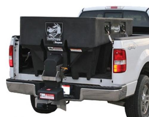 Ice Control: Saltdogg? 1.0 Cubic Yard Electric Black Poly Hopper Spreader - Extended Chute